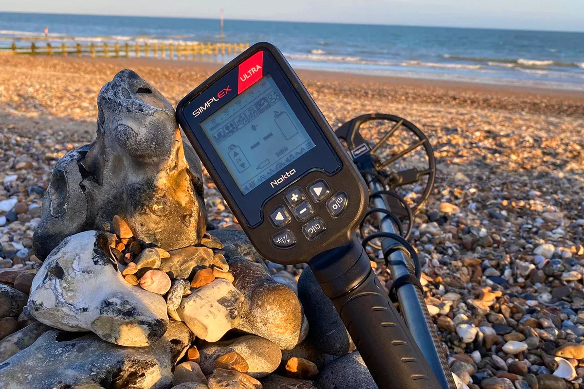 Nokta Simplex Ultra Metal Detector on the beach